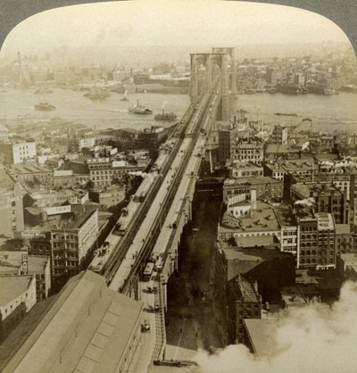 Brooklyn Bridge, New York, Yhdysvallat. tekijältä Underwood and Underwood