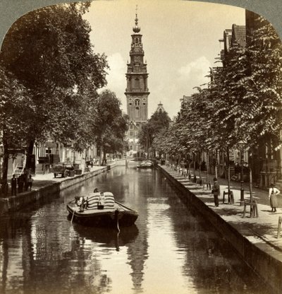 Canal, Amsterdam, Alankomaat. tekijältä Underwood and Underwood