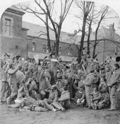 Toipilassotilaat, yleissairaala nro 10, Bloemfontein, Etelä-Afrikka, Buurien sota, 1901 tekijältä Underwood and Underwood
