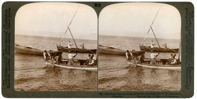 Kalastajat Galileanmerellä, Palestiina, 1900. tekijältä Underwood and Underwood