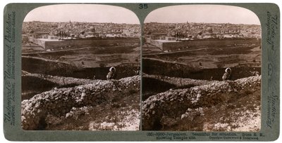 Jerusalem, katsottuna kaakosta, näyttää temppelin paikan, Palestiina, 1900-luku. tekijältä Underwood and Underwood