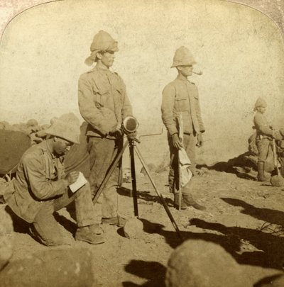 Yorkshiren rykmentin signaloijat, New Zealand Hill, Etelä-Afrikka, Buurien sota, 1900 tekijältä Underwood and Underwood
