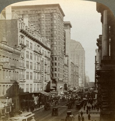 Pilvenpiirtäjät, Randolph Street, Chicago, Illinois, USA, 1800-luvun loppu. tekijältä Underwood and Underwood