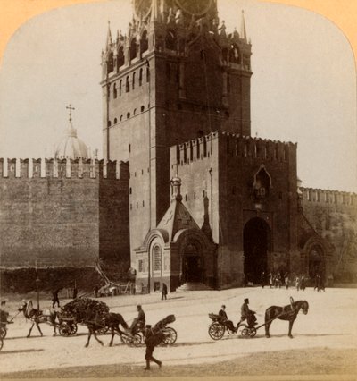 Spaski Voroto, Kremlin pyhä portti, Moskova, Venäjä, 1898. tekijältä Underwood and Underwood