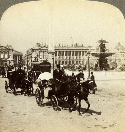 Obeliski ja suihkulähde, Place de la Concorde, Pariisi, Ranska, 1800-luku. tekijältä Underwood and Underwood