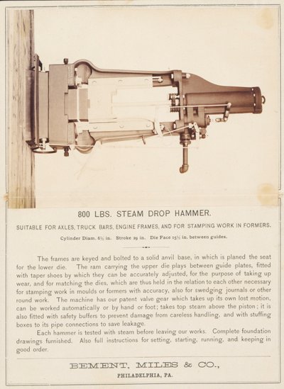 [Steam Drop Hammer, Bement, Miles and Company, Philadelphia] tekijältä Unidentified