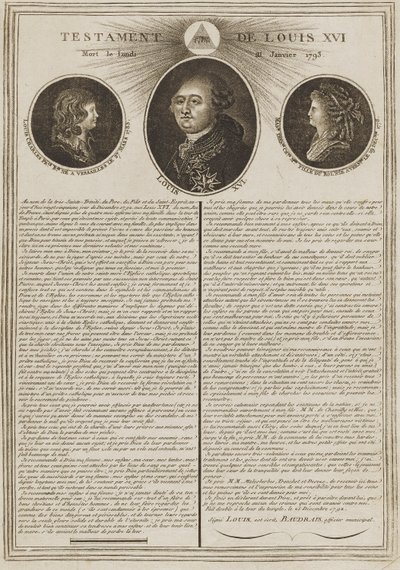 Ludvig XVI:n testamentti tekijältä Unidentified