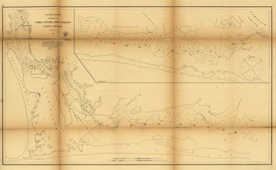 Core Sound ja Straits, Pohjois-Carolina. LOC 99447462 tekijältä United States Coast Survey
