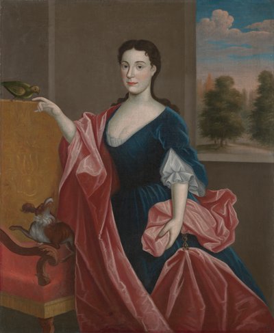 Hudson Valley Lady koiran ja papukaijan kanssa tekijältä Unknown