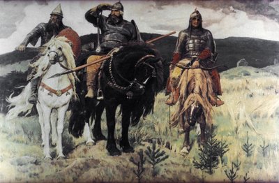Viktor Mikhailovich Vasnetsovin Bogatyri (Sankarit), 1898. tekijältä Unknown