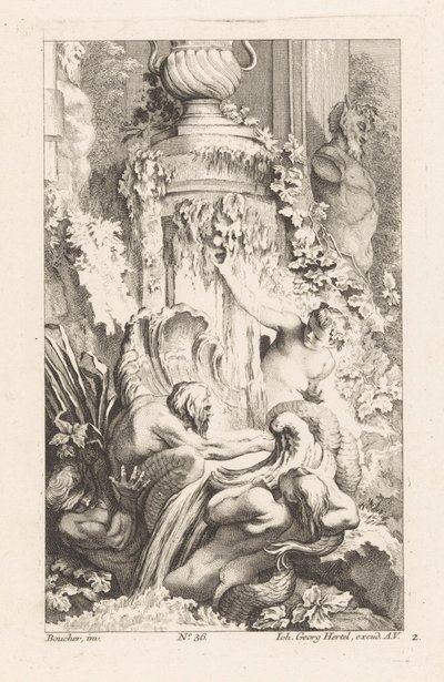 Font amb tritons i estàtua de sàtir Acabat Fontaines Diverses (títol de la sèrie). tekijältä Unknown