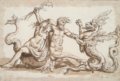 Nereid ja Triton taistelevat griffonia vastaan tekijältä Unknown