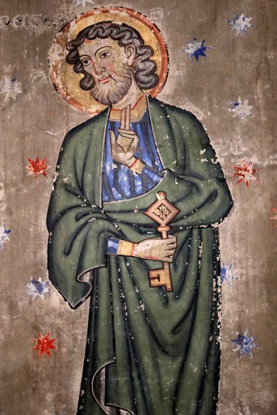 Saint-Pierre-le-Jeune protestanttinen kirkko, Saint Peter, Fresco, Strasbourg, Ranska. tekijältä Unknown