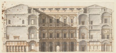 Siipien osa ja muurin korkeus hovissa, Palazzo Farnese, Rooma tekijältä Unknown