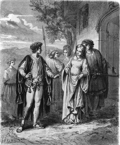 1400-luvun puvut. 1800-luvun kaiverrus. tekijältä Unknown artist
