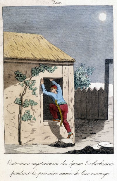 Vuoden 1811 kaavio havainnollistaa Tscherkessenin puolisoiden salaperäisiä haastatteluja heidän avioliittonsa ensimmäisenä vuonna (Aasia). tekijältä Unknown artist