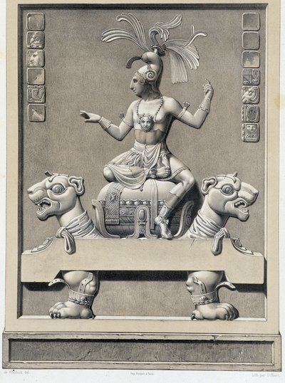 Kuningas sofalla - elokuvassa "Meksikon muinaiset monumentit: Palenqué ja muut Meksikon muinaisen sivilisaation rauniot" Brasseur de Bourbourg, Pariisi tekijältä Unknown artist