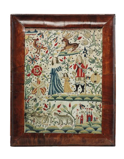 Williamin ja Maryn käsityökuva, n. 1690 (pellava & villa) tekijältä Unknown artist
