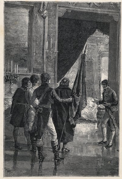Nationalistisen salaseuran Carbonarin valtuuskunta esitellään kahden Sisilian Ferdinand I:lle (aiemmin Ferdinand IV Napolista) 1820 tekijältä Unknown artist