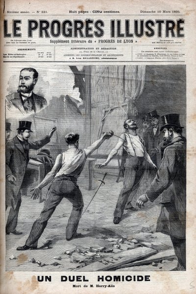 Murhatintaistelu - 1. maaliskuuta 1895 kaksintaistelu kahden Ranskan Afrikan komitean jäsenen välillä, jotka olivat aiemmin hyviä tovereita, Alfred Le Chatelierin ja Hippolyte Percherin, alias Harry Alis, ja tämän välillä. tekijältä Unknown artist