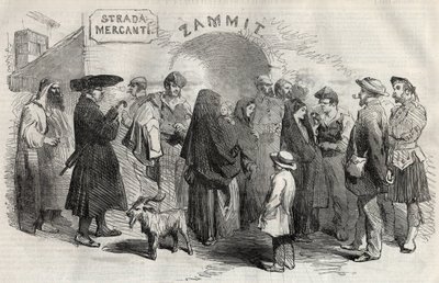 Katu Vallettassa (Valletta) Maltan saarella (Malta) vuonna 1857. tekijältä Unknown artist