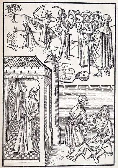 Urologi ja kirurgi 1400-luvulla. tekijältä Unknown artist