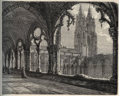 Abbaye Saint-Jean-des-Vignes - Soissons - (Saint Jean des Vignes) - kaiverrus kirjaimella "" PATRIE" - PECTUREQUIREQUE RANSKAN KUVAUS 6 OSASSA, LUCIEN HUARD - 1800-luvun loppu tekijältä Unknown artist