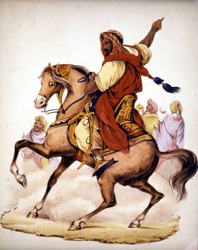 Abd El Kader (Abd El-Kader) (1807 - 1883), Algerian arabiemiiri. 1800-luvun litografia. tekijältä Unknown artist