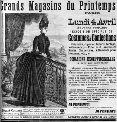 Printempsin tavaratalojen mainonta Pariisissa, Le Monde Illustrée 1887. tekijältä Unknown artist