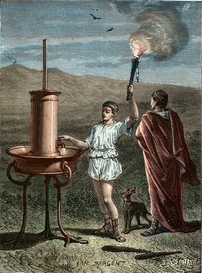 Aeneas Tacticus eli taktikko keksi vaiheittaisen merkinantojärjestelmän 336 eKr. - Enee taktikko - Aeneas taktikko keksi fraasisignaalien taiteen vuonna 336 eKr. - Aeneas taktikko keksi fraasisignaalien taiteen vuonna 336 eaa. tekijältä Unknown artist
