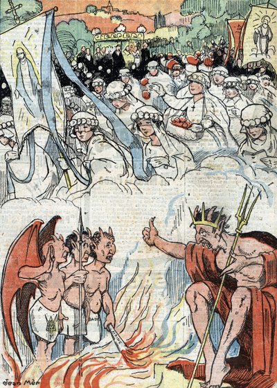 Uskonnollisten julkisten tapahtumien, kulkueiden ja pyhiinvaellusten kieltämisen jälkeen Ranskassa aloitetaan uudelleen Kuvituslehdestä "Le pelerin" toukokuussa 1921. tekijältä Unknown Artist