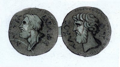 Alcée (v. 630 - v. 580 eKr.). kreikkalainen runoilija. 1800-luvun alun kaiverrus. tekijältä Unknown artist