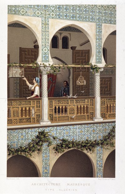 Algerian maurilainen arkkitehtuuri - teoksessa "Algeria: historia, valloitus ja kolonisaatio", kirjoittanut Firmin Didot tekijältä Unknown artist