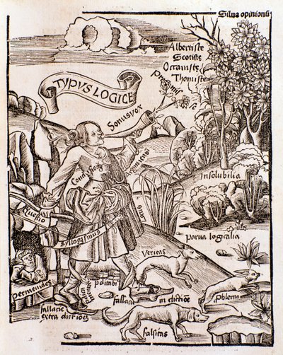 Gregor Reischin kirjasta Margarita philosophica logiikan allegooria (1508) tekijältä Unknown artist