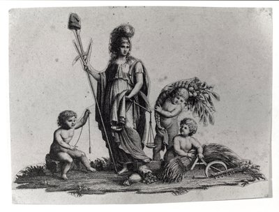 Napoleon Bonaparten 27.6.1797 ranskalaisen mallin mukaan Italiassa, josta tuli Italian tasavalta vuonna 1802, luoma allegooria Cisalpinasta (Cisalpina). Ranskan tasavallan symbolit ovat edustettuina. Kaiverrus Museo del risorgimento, Milano. tekijältä Unknown artist