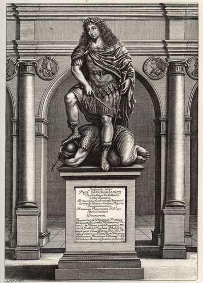 Allegoria, joka edustaa kuningas Ludvig XIV:tä (1638-1715), joka murskasi vihollisensa. J. Frosnen kaiverrus vuodelta 1653. Yksityinen kokoelma. tekijältä Unknown artist