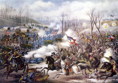 Amerikan sisällissota (1861 - 1865): Battle of Pea Ridge tai Elkhorn Tavern (Arkansas) 6. - 8. maaliskuuta 1862. Kaiverrus 1800-luvulta. tekijältä Unknown artist