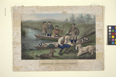 American Hunting Scene (käsinvärinen litografia) tekijältä Unknown artist