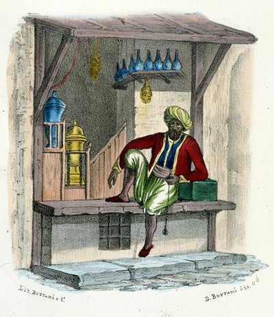 Arabilainen myyjä, kaiverrus noin 1850. tekijältä Unknown artist