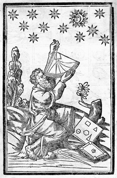 Astrologi mittaa korkeutta kuunpimennyksen aikana. tekijältä Unknown artist