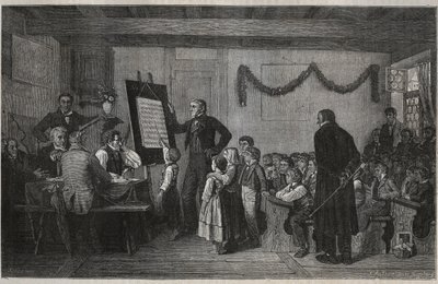 Koe sveitsiläisessä koulussa - Jules Gourdaultin kaiverrus "La suisse" tekijältä Unknown artist