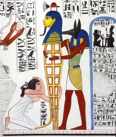 Anubis ja muumio - Ippolito Rosellinin (Rossellini) "" Egyptin ja Ylä-Nubian muistomerkit" -osassa. tekijältä Unknown artist