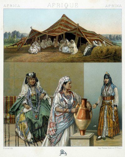 Arabiteltta, Algerian naisten puvut - Racinetin teoksessa "Le costume historique" tekijältä Unknown artist