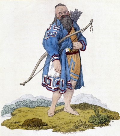 Venäläisen väestön jousimies. Kuva vuodelta 1803. tekijältä Unknown artist