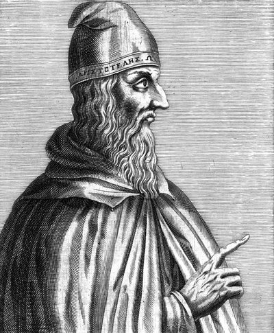 Aristoteles (384-322 eKr.) kreikkalainen filosofi, ranskalainen kaiverrus tekijältä Unknown artist