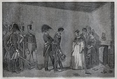 Berryn herttuattaren (1798-1870 Marie-Caroline de Bourbon-Sisilia) pidätys Nantesissa 7. marraskuuta tekijältä Unknown artist