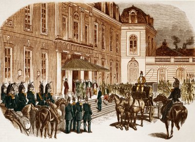 Louis Napoleon Bonaparten (Louis-Napoleon III) saapuminen Elysee-vuorelle valintansa jälkeisenä päivänä. tekijältä Unknown artist