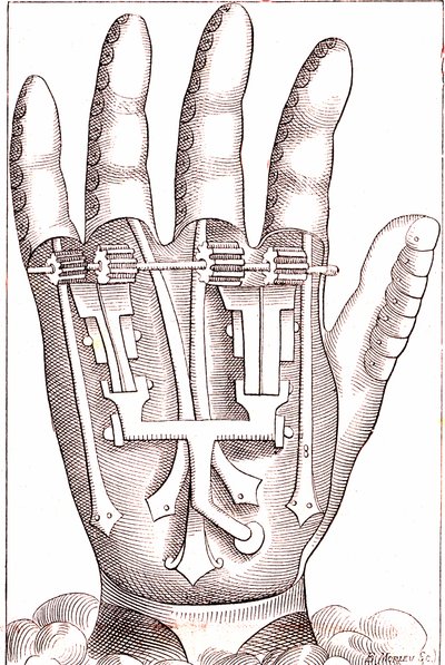 Ranskalaisen kirurgin anatomin Ambroise Parin keinotekoinen käsiproteesi tekijältä Unknown artist