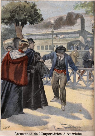 Italian anarkisti murhasi impress Elisabethin Itävallan (Sissin) Genevessä tekijältä Unknown artist