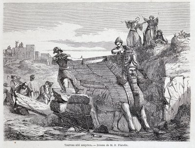 Assyrian siivekäs härkä Niniven paikalla - "" Tour du monde"" 1. sem. 1863. tekijältä Unknown artist